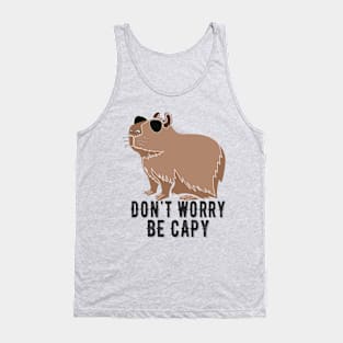 Retro Rodent Funny Capybara Don't Be Worry Be Capy Rodent Tank Top